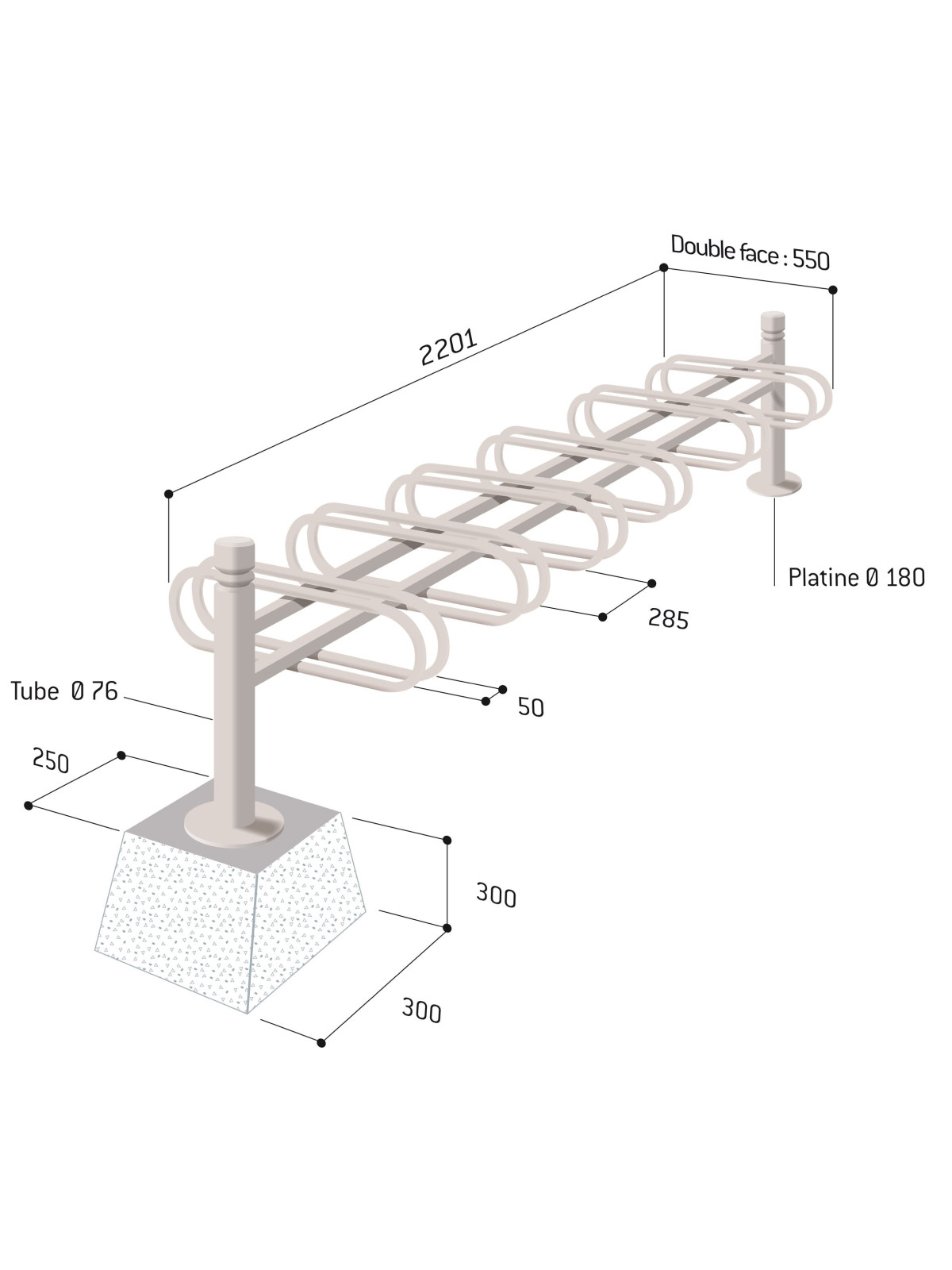 Support cycles Déco 6 places composable simple face Mercure
