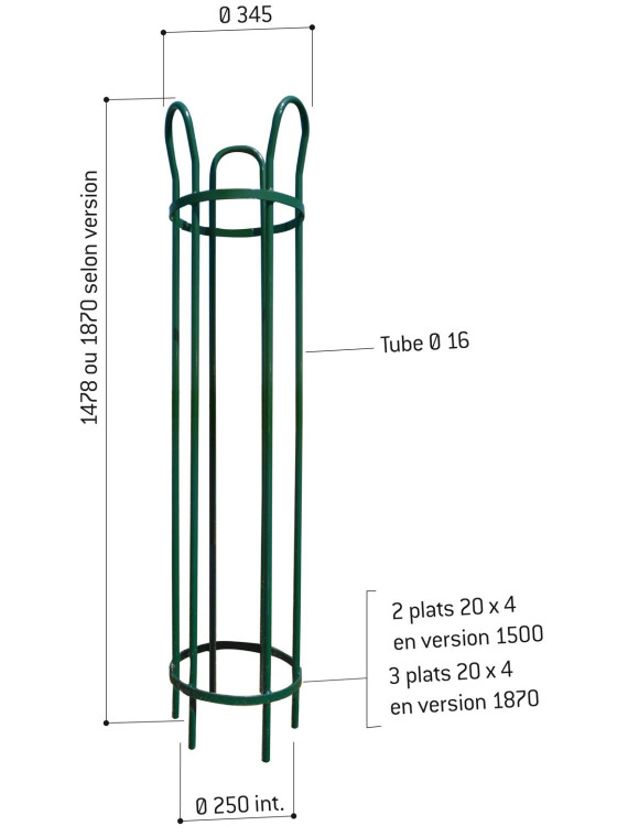 Corset pour arbre peint diam 250 ht 1500 mm