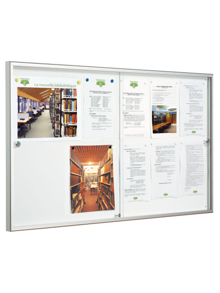 Vitrine référence coulissante anodisé 750x1000 fond en tôle - 8 x A4