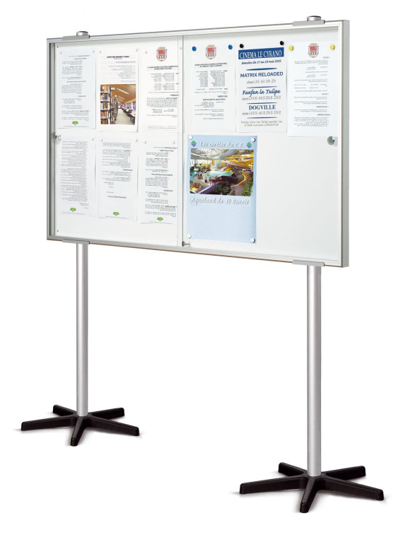 Vitrine classique coulissante anodisé 750x1000 fond en tôle - 8 x A4