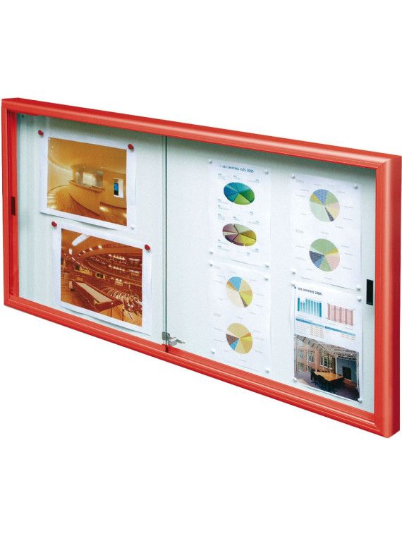 Vitrine classique coulissante peint 750x1000 fond en tôle - 8 x A4