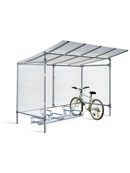 Abri cycles Alu ou acier 5 places - 2 bardages latéraux 